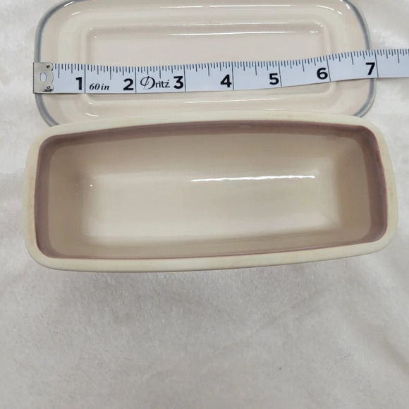 PFALTZGRAFF 2 Pc “AURA" 7" BUTTER DISH W/LID/CREAM-PINK-BLUE STONEWARE - Picture 5 of 12
